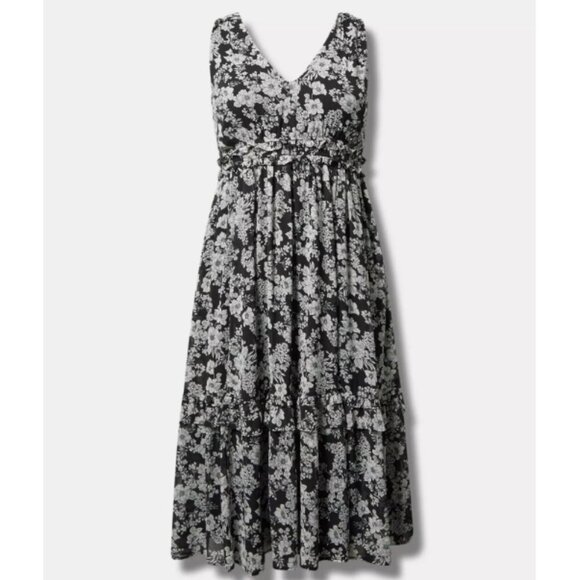 Midi V-Neck Ruffle Dress